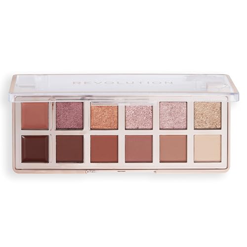 Revolution, The True Icon Bronze Eyeshadow Palette, 12 Ultra-Pigmented Matte & Shimmer Finishes & Shades, Long-Lasting & Blendable, Vegan & Cruelty-Free, 3.53 oz
