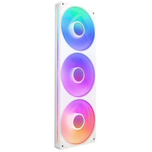 NZXT F360 RGB Core - 360mm Single-Frame Fan Unit with 3 x 120mm RGB Fans - Speed & Lighting Control - High Static Pressure & Airflow - Fluid Dynamic Bearings - 8 aRGB LEDs Per Fan - White