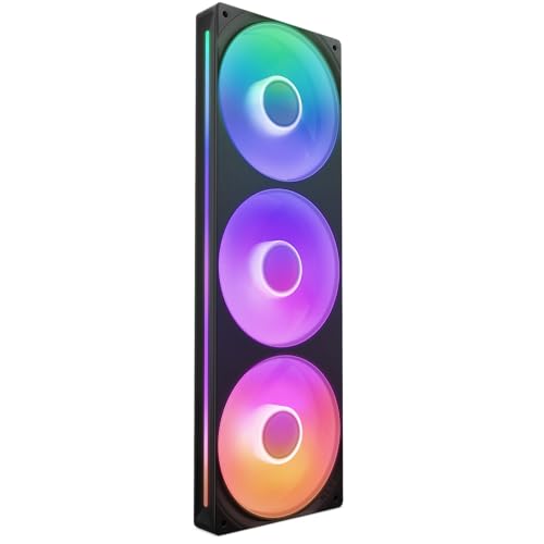 NZXT F360 RGB Core - 360mm Single-Frame Fan Unit with 3 x 120mm RGB Fans - Speed & Lighting Control - High Static Pressure & Airflow - Fluid Dynamic Bearings - 8 aRGB LEDs Per Fan - Black