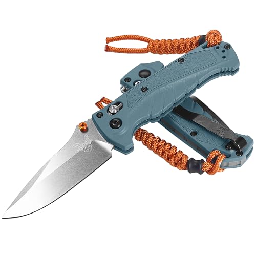 Benchmade - Mini Adira 18065 Outdoor Knife, Plain Edge with Depth Blue Grivory Handle (18065)