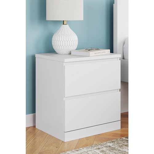 Signature Design by Ashley Onita Contemporary 2 Drawer Nightstand, 21.75" Tall, White