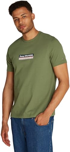 ⚡ BLITZDEAL (-70%) Tommy Hilfiger Herren T-Shirt Kurzarm Box aus Baumwolle, Grün (Battle Green), XXL