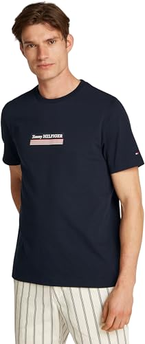 ⚡ BLITZDEAL (-70%) Tommy Hilfiger Herren T-Shirt Kurzarm Box aus Baumwolle, Blau (Desert Sky), S