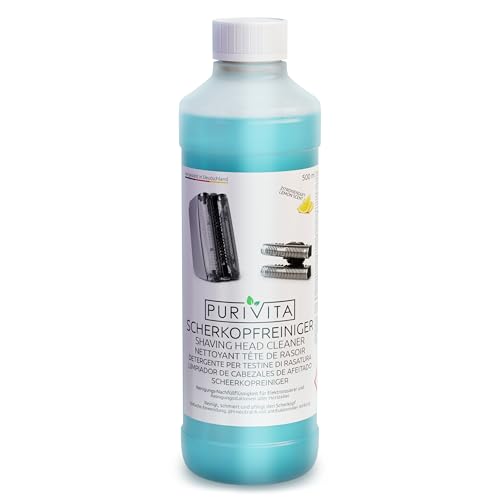 (-24%) PURIVITA® Scherkopfreiniger Nachfüllflüssigkeit [500ML] - Scherkopfreiniger Kompatibel mit verschiedenen Reinigungskartuschen - Rasierer Reinigungsflüssigkeit Braun Clean & Renew Reinigungskartuschen