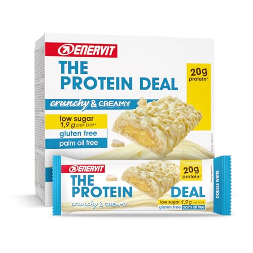🔥 STARKER PREIS (-30%) Enervit The Protein Deal Double White – Proteinriegel, weißer Schokoladengeschmack mit zartem Kern, 20 g Protein, 1,9 g Zucker, cremiger und gesunder Snack, Glutenfrei, 12 Riegel à 55 g
