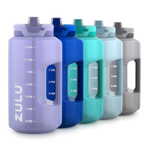 Zulu Goals Gallon 128oz Large Water Bottle Jug with Time Marker & Handle for All Day Hydration | Silicone Soft Straw with Locking Leak-Proof Lid | For Gym, Camping, Workout, and Outdoors | Violet