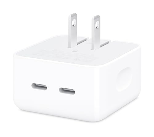 Apple Adaptador de corriente compacto de doble puerto USB-C de 35 W: carga rápida y conveniente, cargador de pared tipo C