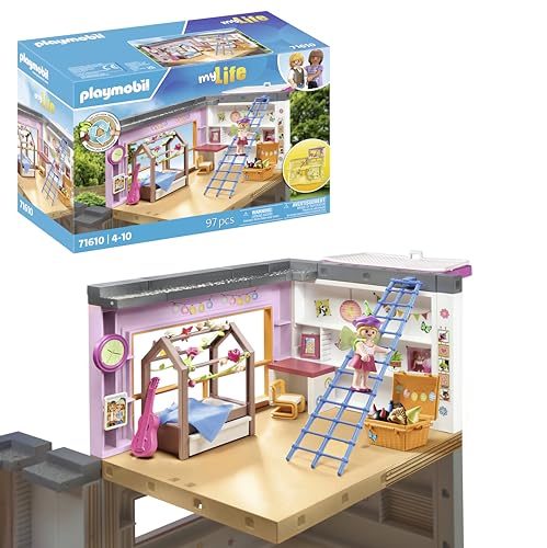 (-35%) PLAYMOBIL MyLife 71610 Kinderzimmer, inklusive Einer Mädchenfigur und einem Stickerbogen, zu über 80 % aus recycelten und biobasierten Materialien, vielfältiges Spielzeug für Kinder ab 4 Jahren