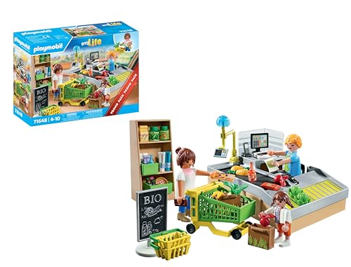 (-56%) PLAYMOBIL MyLife Promo Pack 71648 Bio-Supermarkt, inklusive Kasse mit Warenlaufband, Einkaufswagen und DREI Figuren, detailreiches Spielzeug für Kinder ab 4 Jahren