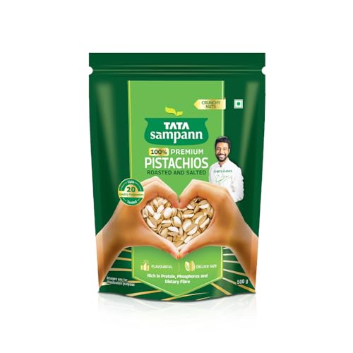 Pistachios Roasted & Salted, Pista, 500g, Rich In Protein, Phosphorus, & Dietary Fibre, Premium Nuts & Dry Fruits, Crunchy & Delicious Healthy Snack