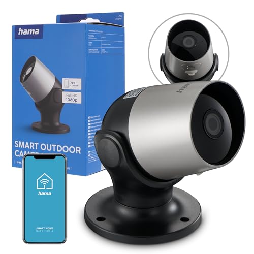 🔥 STARKER PREIS (-58%) Hama Überwachungskamera WLAN (WLAN Kamera f. außen, Outdoor-Kamera mit Sprach- u. App-Steuerung, wetterfeste Außenkamera mit Bewegungsmelder, Nachtsicht, 2-Wege-Audio, Aufzeichnung, 1080p) schwarz
