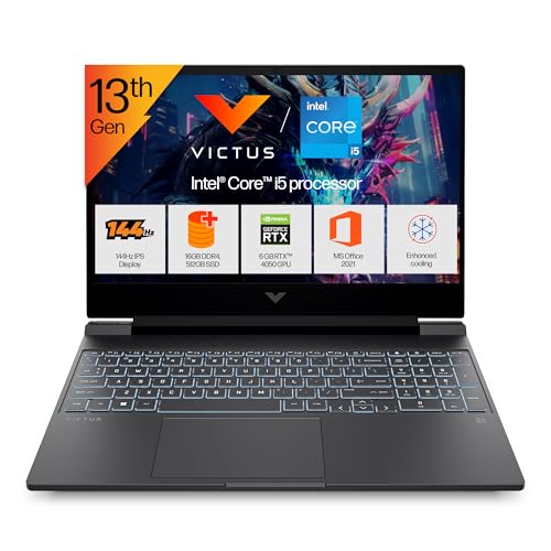 HP Victus, 13th Gen Intel Core i5-13420H, 6GB RTX 4050 (16GB DDR4, 512GB SSD) FHD, 144Hz, IPS, 15.6"/39.6cm, Win11, Office21, Mica Silver,2.3kg, fa131
