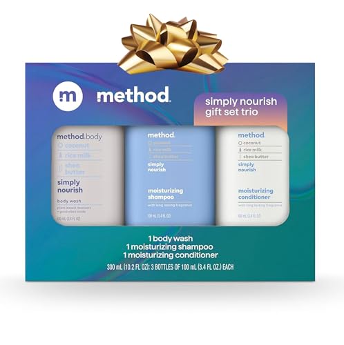 Method Body Wash and Hair Care Gift Set, Simply Nourish, 3.4 oz Travel Size Bottles