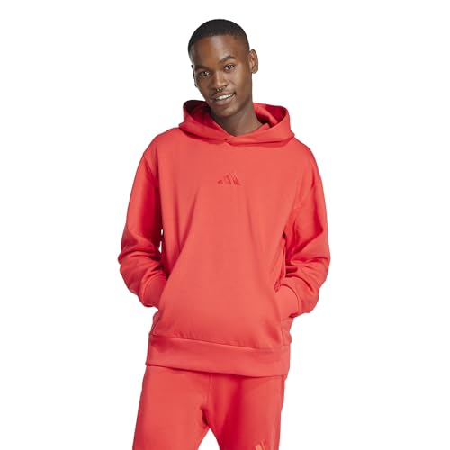 adidas Men's All SZN Fleece Loose Hoodie, Pure Ruby