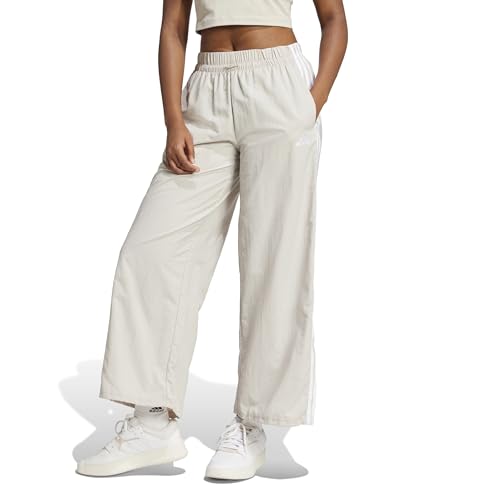 adidas Women's Essentials 3-Stripes Woven Parachute Pants, Wonder Alumina/White, Large