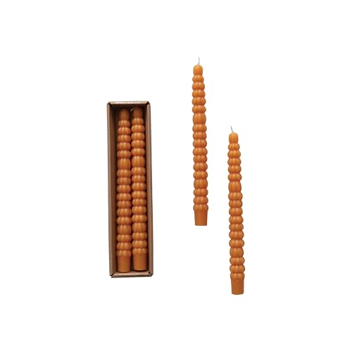 Creative Co-Op Unscented Pumpkin Shaped Taper Candles in Box, Orange, Set of 2