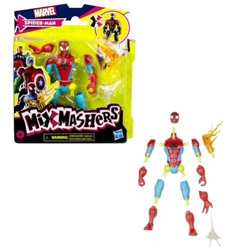 SPIDER-MAN Marvel MixMashers Custom Mix-and-Match Action Figure & Accessories, 5-Inch-Scale Super Hero Toys for Kids Ages 4+