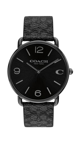 Coach Elliot Men's Watch - 2H Quartz Watch with Signature C Canvas Strap - Water Resistant 3 ATM/30 Meters - Classic Minimalist Design for Everyday Wear - 41mm