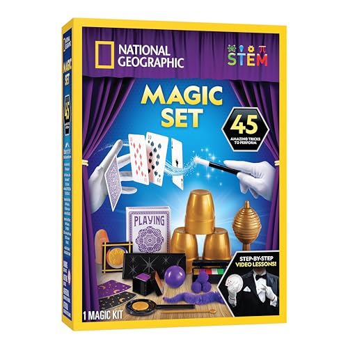 Blue Marble National Geographic Kids Magic Set - 45 Magic Tricks for Kids to Perform with Step-by-Step Video Instructions for Each Trick Provided by a Professional Magician, Toys for Boys and Girls