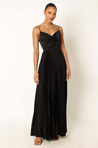 Petal & Pup Women's Naira Pleated Maxi Dress, Black