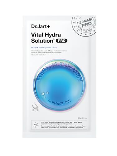 Dr.Jart+ Dermask Vital Hydra Solution Glow Korean Face Mask with Hyaluronic Acid for Glass Skin | Sheet Mask | Korean Skin Care | Travel Size, 1 Pack