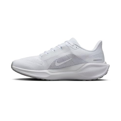 Nike Women's Pegasus 41 Sneaker, White/White/Pure Platinum/Metallic Silver, 8.5