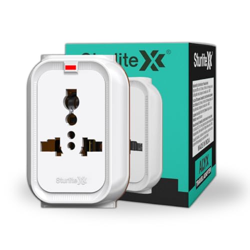 Sturlite Alyx 3 Pin Plug| 2-Pin & 3-Pin Socket| Universal AC Travel Adapter| Strong Polycarbonate Body Socket| Compact Converter Plug for Travel, Home