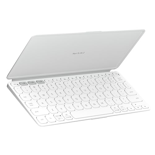 Logitech Keys-to-GO 2 Portable Compact Wireless Keyboard with Built-in Cover, Slim Tablet Keyboard for iPad, iPhone, Mac, Apple TV - Pale Grey