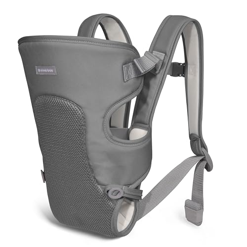 🔥 STARKER PREIS (-38%) KikkaBoo Babytrage Neugeborenes MYRA, Ab 3 Monaten, Ergonomisch & Bequem, Für Babys bis 9 kg, 3 Tragepositionen, Atmungsaktives Netz, Verstellbare Schultergurte, Grau