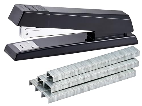Bostitch Office Stapler, No-Jam Premium for Desktop, Includes 1,250 Staples, Full-Strip, 25 Sheet Capacity, Black