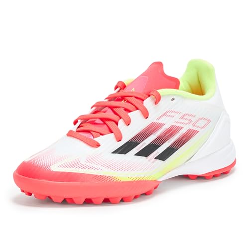adidas Unisex F50 League Turf Sneaker, White/Black/Solar Yellow, 8 US Men