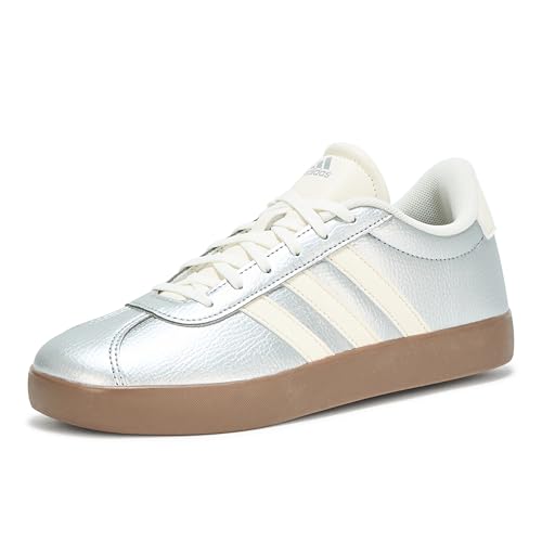 adidas Unisex-Kids VL Court 3.0 Sportswear, Silver Metallic/Off White/Gum, 6