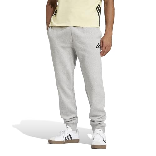 adidas Mens Essentials Feel Cozy Fleece Sportswear Pants, Medium Grey Heather/Black, Large