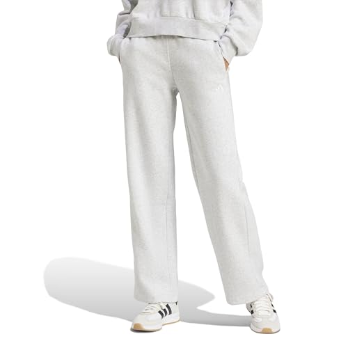 adidas Womens Small Logo Fleece Sportswear Pants, Light Grey Heather/White, Medium