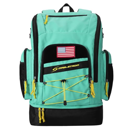 Maelstrom Swim Backpack,35L Swimming bag with Separate Shoes Compartment,Swim Gear Bag for Beach,Athlete Sports Gym Rucksack for Men and Women-Aqua Blue
