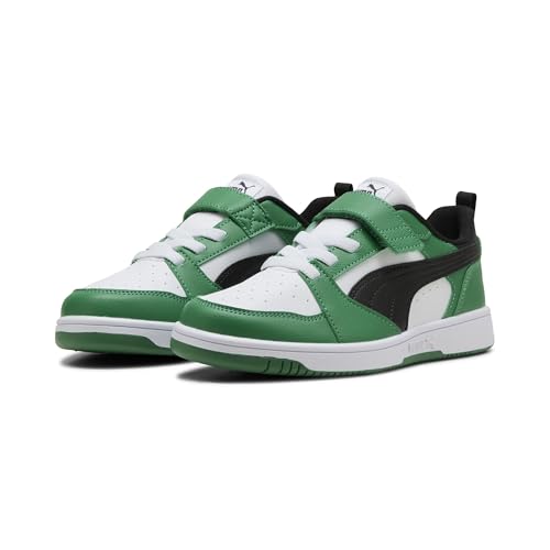 🔥 STARKER PREIS (-51%) Puma Unisex Kinder Rebound V6 Lo Ac+ Ps Sneaker, Puma White Puma Black Archive Green, 28 EU