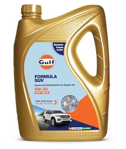 Gulf FORMULA SUV 5W-30 API SP, ACEA C2 | Modern Petrol, Diesel, E20, CNG SUVs | 4 Wheeler Car Advanced Full-Synthetic Engine Oil [5 L] - Pack of 1