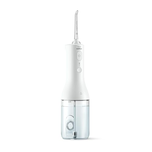 Philips Sonicare Water Flosser Cordless – Rechargeable Power Dental Waterflosser for Teeth, Portable Oral Irrigator with 3 Intensity Settings, 360° Rotating Nozzle – (White)