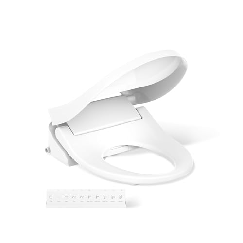 Kohler 28118-0 PureWash E815 Round Bidet Toilet Seat with Remote Control, Electric Bidet Toilet Seat with Warm Water and Stainless Steel Wand, Dryer, White