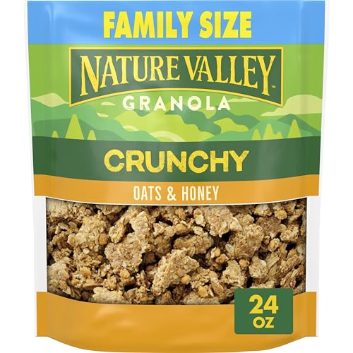 Nature Valley Crunchy Granola, Oats and Honey, Resealable Snack Pouch, Family Size, 24 oz
