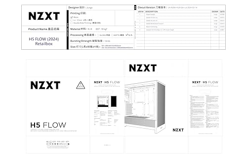 NZXT H5 Flow 2024 - Compact ATX Mid-Tower PC Gaming Case - High Airflow - 2 x 120mm Fans Included - 360mm Front & 240mm Top Radiator Support - Cable Management System - Tempered Glass - White