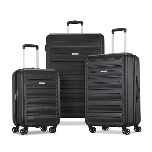 American Tourister Westridge Hardshell Luggage Set - 3 Piece Set - 20" Carry-On, 24” & 28” Checked Luggage Set with 360° Spinner Wheels - Expandable Suitcases for Extended Travel - Black