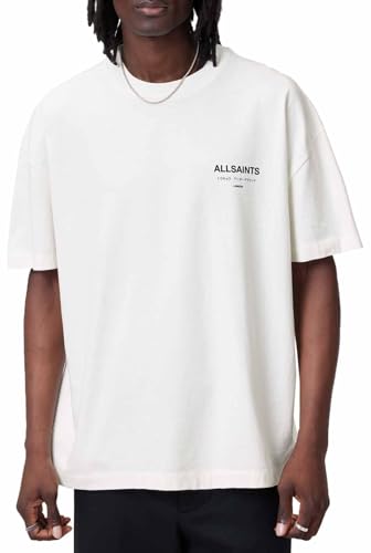 AllSaints Men's Underground Short Sleeve Crew Neck Shirt, Ashen White