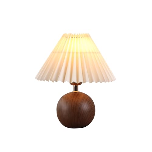 Lexi Lighting Orbelle Table Lamp, Walnut Globe Ceramic Fixture Base with Beige Fabric...