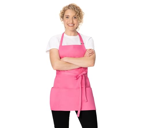 Chef Works Unisex Three Pocket Apron, Hot Pink, One Size