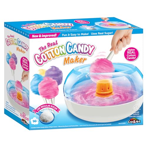 Cra-Z-Art Cotton Candy Maker, DIY Homemade Real Cotton Candy Machine for Kids, Comes with Paper Cones, and Measuring Spoons