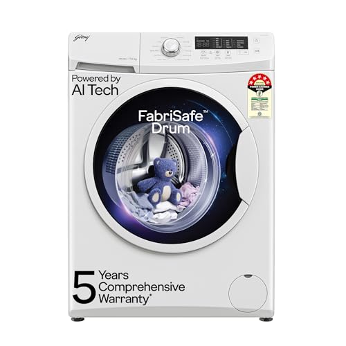Godrej 7 Kg 5 Star, AI Powered, FabriSafe Drum, 65% Water Saving, Fully Automatic Front Load Washing Machine (WFEON CRS 7010 5.0 FKEDM GLWH, Glacial W