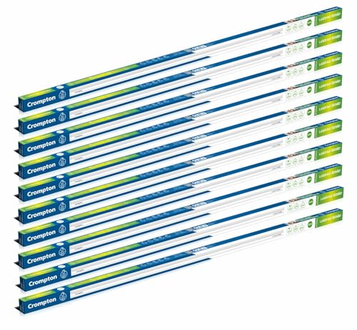 Crompton Laser Ray Smile 20W LED Batten, 4 Feet | 6500K, Pack of 10 | 4 feet slim; value pack of 10 for whole-property fit-out; shockproof; zero mercu