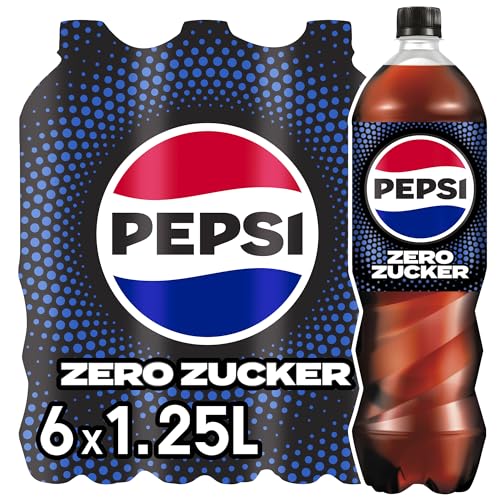 🔥 STARKER PREIS (-40%) pepsi Zero Zucker, Das zuckerfreie Erfrischungsgetränk von Pepsi ohne Kalorien, Koffeinhaltige Cola in der Flasche, EINWEG (6 x 1.25 l) (Verpackungsdesign kann abweichen)