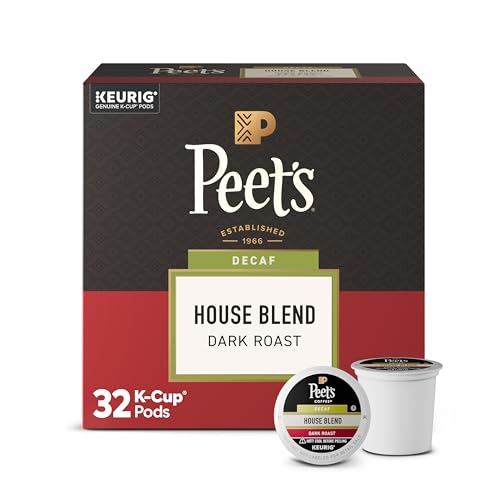 Peet's Coffee, Dark Roast Decaf Single Serve Coffee Pods - Decaf House Blend 32 Count (1 Box of 32 Pods)